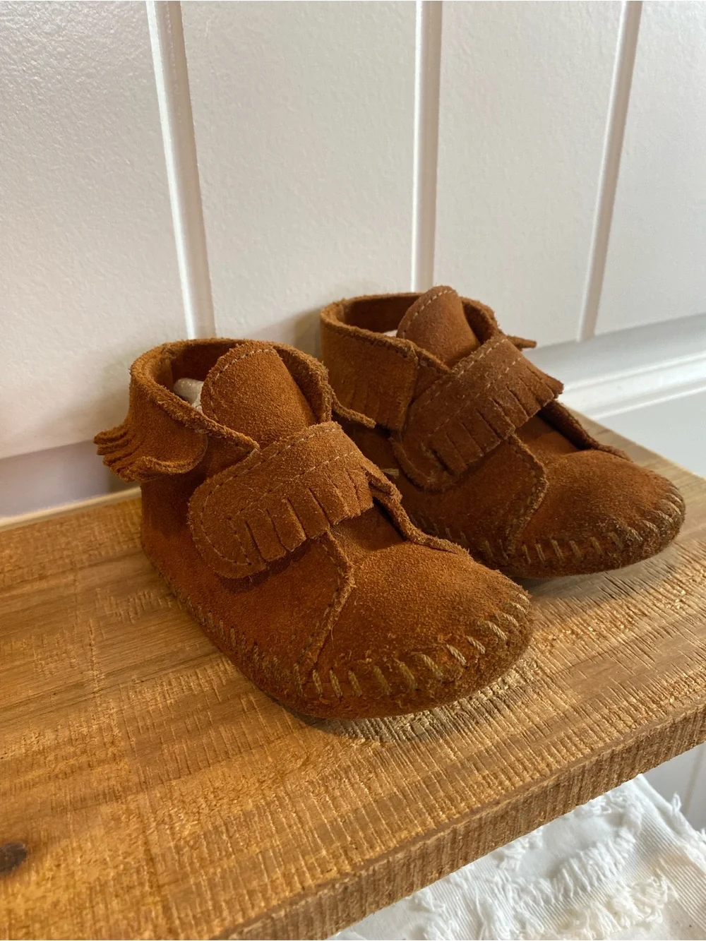 Minnetonka Toddler Chestnut Suede Fringe Moccasins